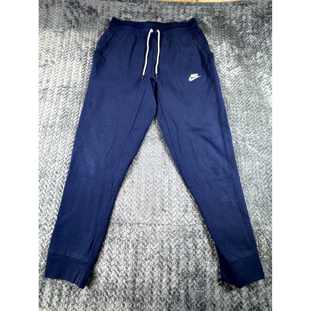 Nike Cuffed Jogger Pant Mens S Navy Cotton Fleece Pockets Tapered Leg Sportswear